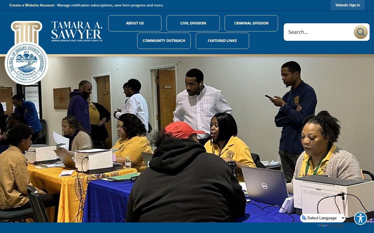 Shelby County General Sessions Court dockets and case inquiry homepage