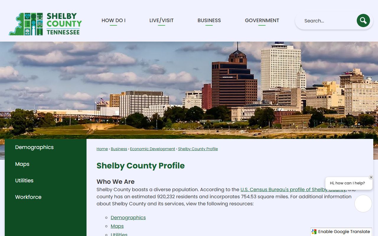 Shelby County profile page used for court records context