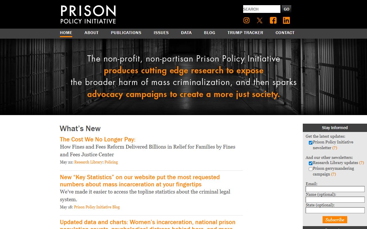 Prison Policy Initiative page for Shelby County inmate population context