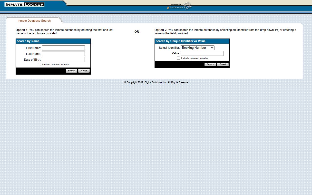 Shelby County inmate lookup tool search screen at imljail.shelbycountytn.gov