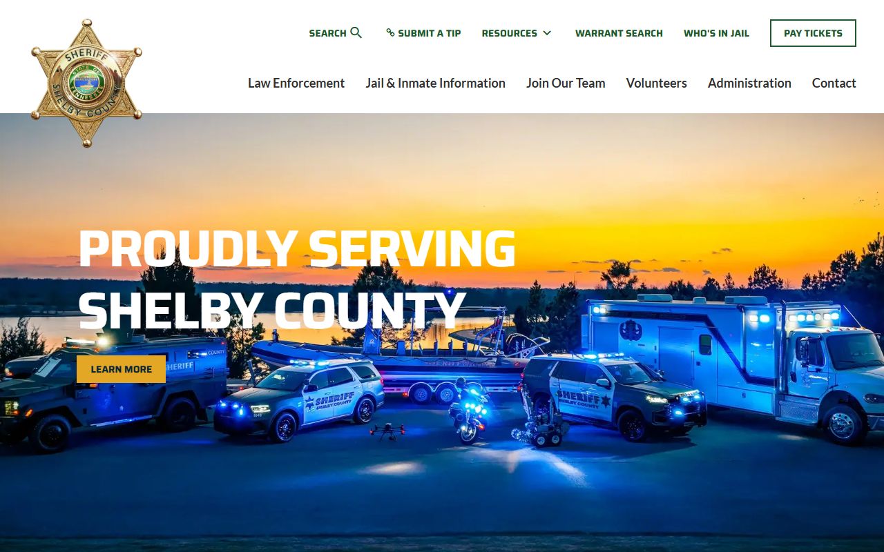 Shelby County Sheriff's Office homepage at shelby-sheriff.org