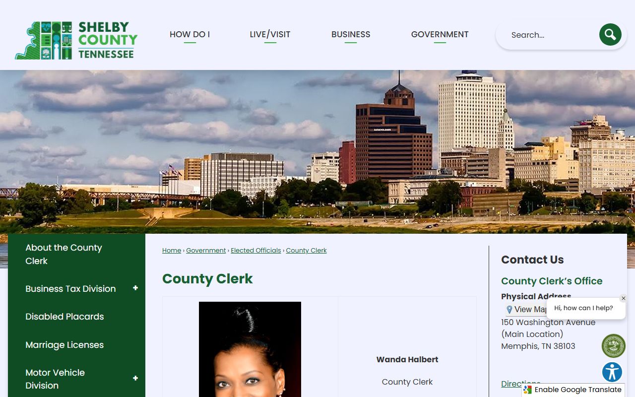 Shelby County marriage and divorce records - County Clerk office page covering marriage application and branch services