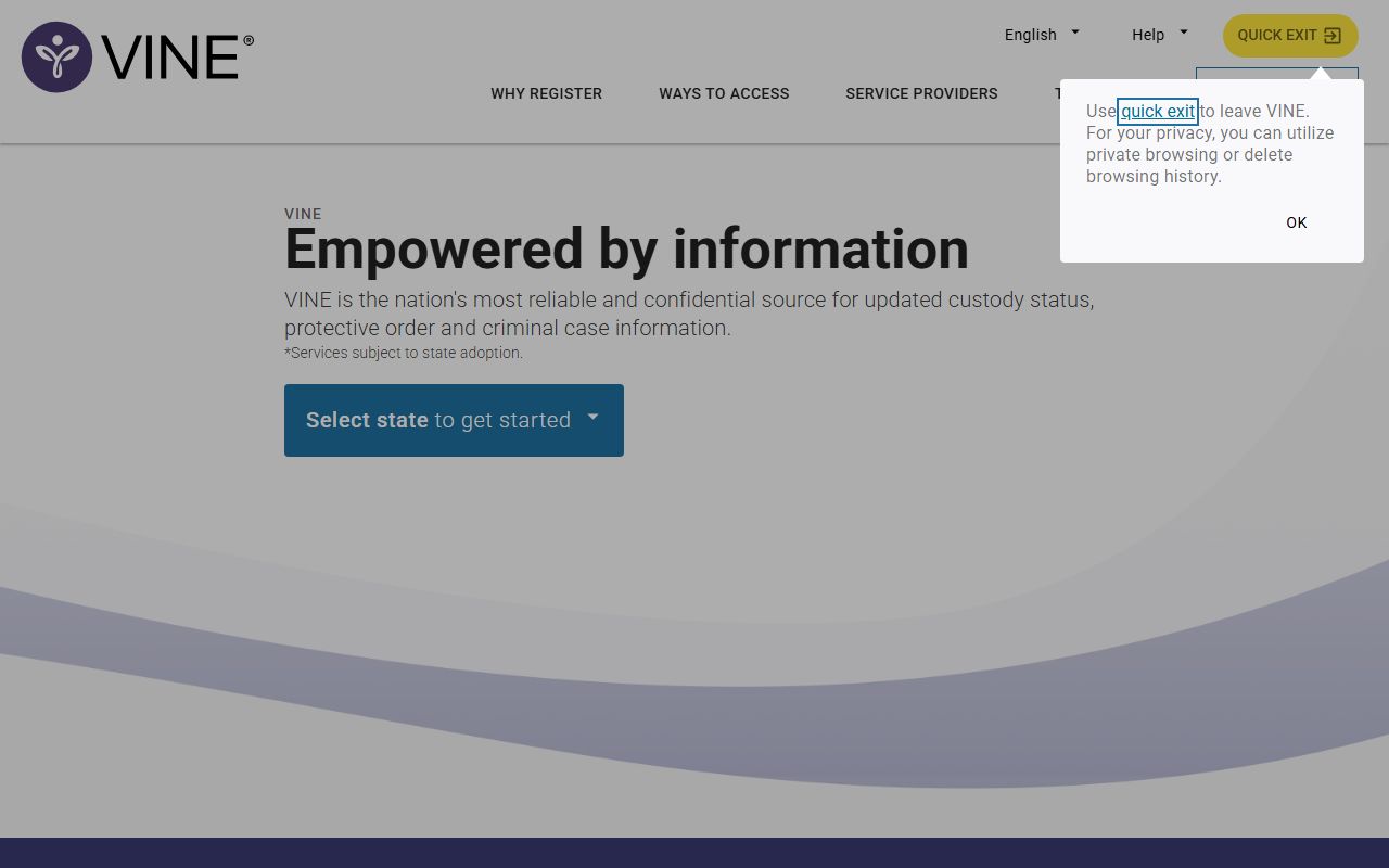 VINELink custody notification search for Shelby County warrant and inmate status